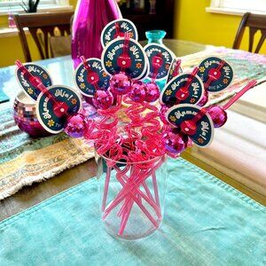Mamma Mia Themed Disco Straws, Set of 11, Bachelorette Party, Summer Party